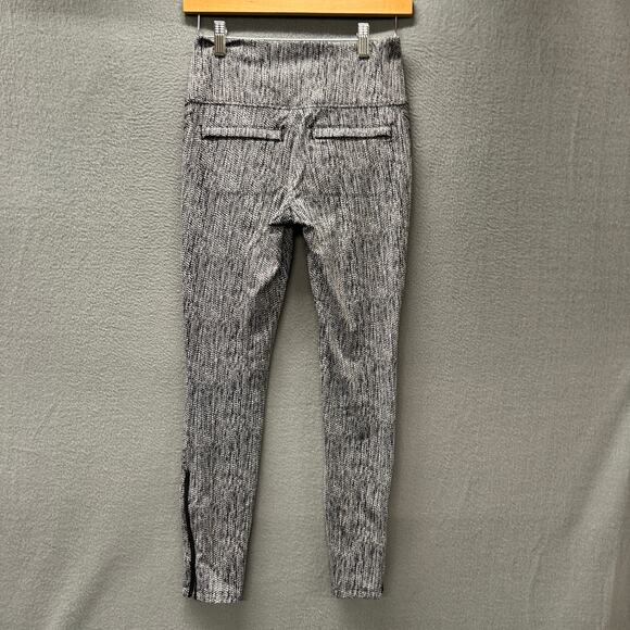Athleta Leggings Womens XS Delancey Textured Moto Black White Ankle Zip - Picture 4 of 11